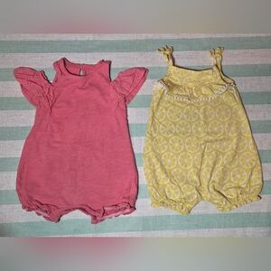 Coral and Yellow Carter's Baby Rompers Bundle